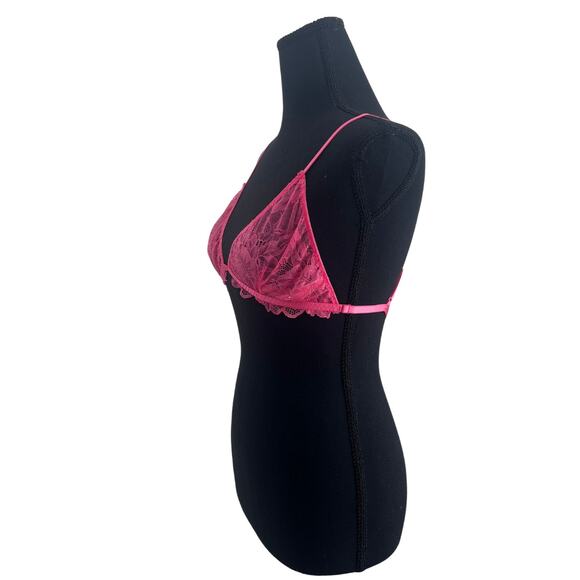 NWOT Intimately Free People Everyday Lace Triangle Bralette Pink/Coral - S - Picture 4 of 8